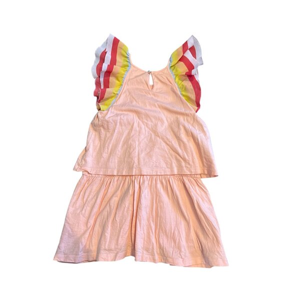 Chloé Girls Peach Dress With Rainbow Ruffle Straps Size 6 - Picture 2 of 3